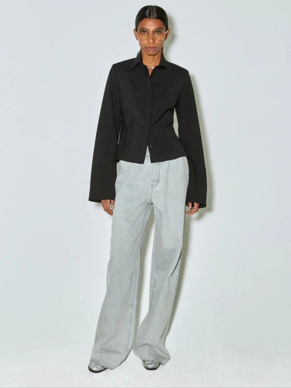 Faon Jacmin - Jean Polly - Light Grey Tall Large High Rise Pull On Wide Leg — image 2 of 8